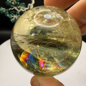 Natural Citrine Sphere 44.2mm Genuine Citrine Crystal Ball Rainbows Rutile 2